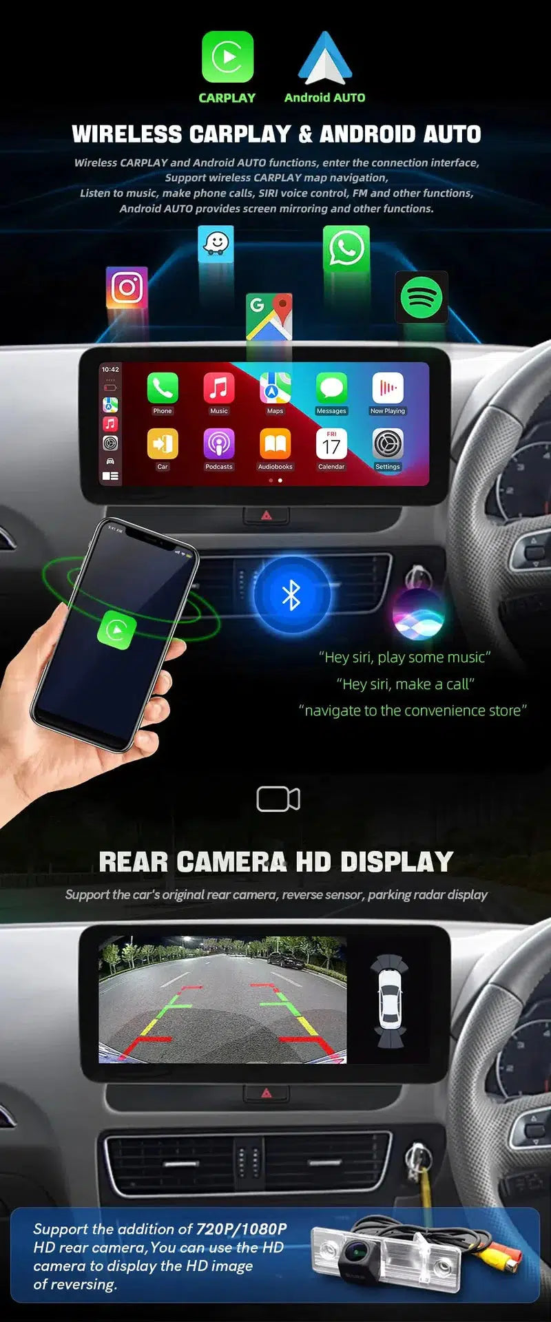 Apple Cary Play Android Unit Upgraded Screen Any Make/Model