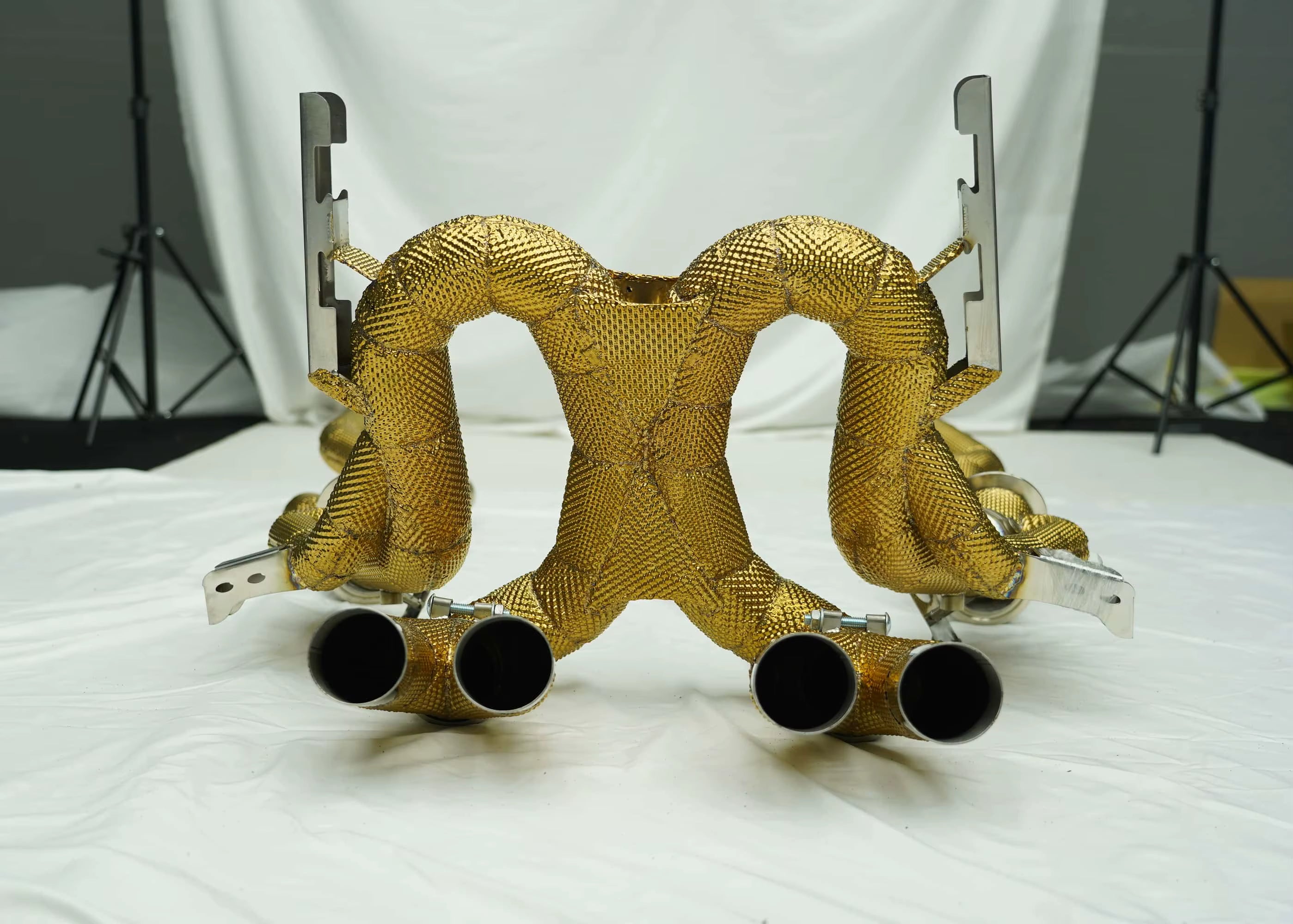 Lamborghini Revulto Stain Less Steel Gold Heat Shielded F1 Exhaust & Test Pipe Package