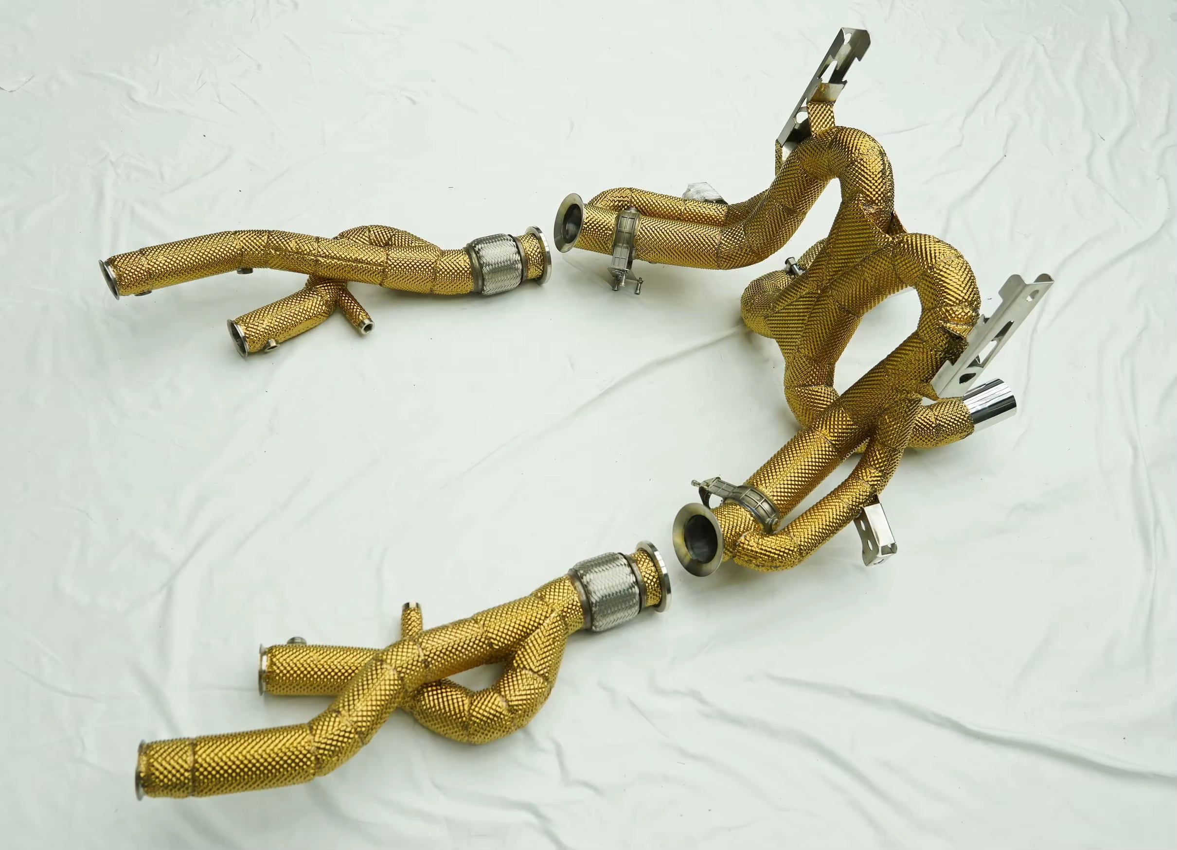 Lamborghini Revulto Stain Less Steel Gold Heat Shielded F1 Exhaust & Test Pipe Package