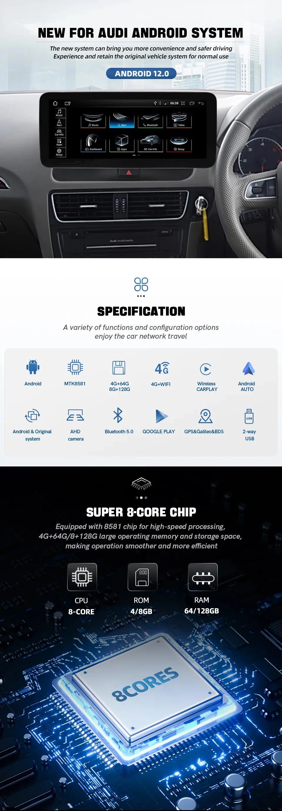 Audi Q5 2009-2017 Apple Car Play 10.25in Screen Upgrade