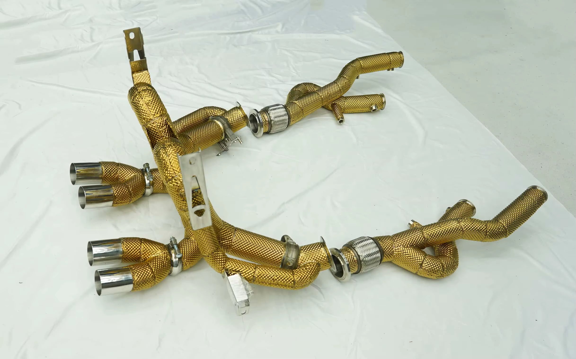 Lamborghini Revulto Stain Less Steel Gold Heat Shielded F1 Exhaust & Test Pipe Package
