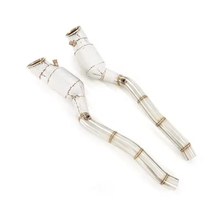 Ferrari FF/F12/812 Cat Less Front Downpipes With Heat Shield