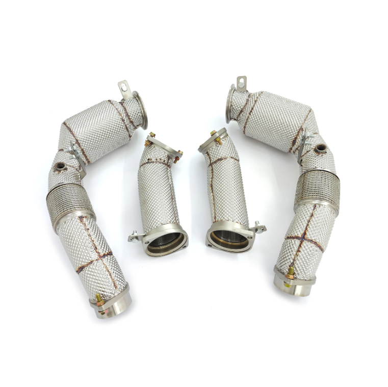 BMW G90 M5 200 Cell Catted Downpipes With Heat Shield