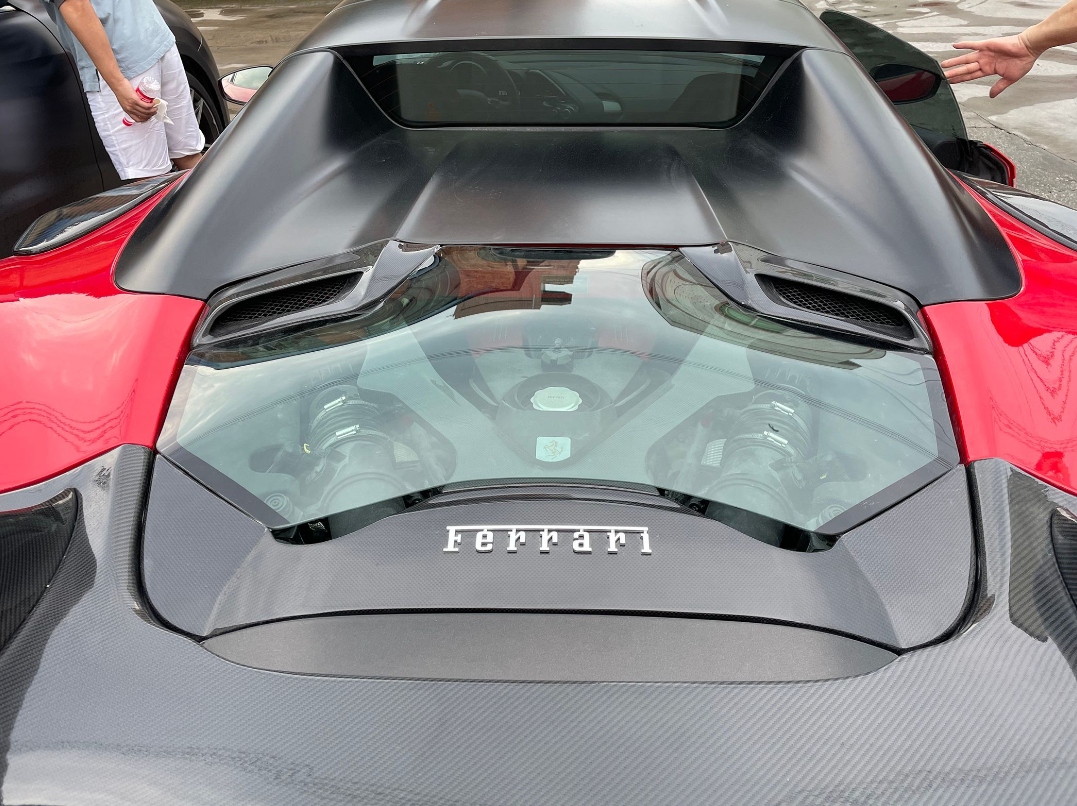 Ferrari 488 Spider Transparent Carbon Fiber Engine Bonnet