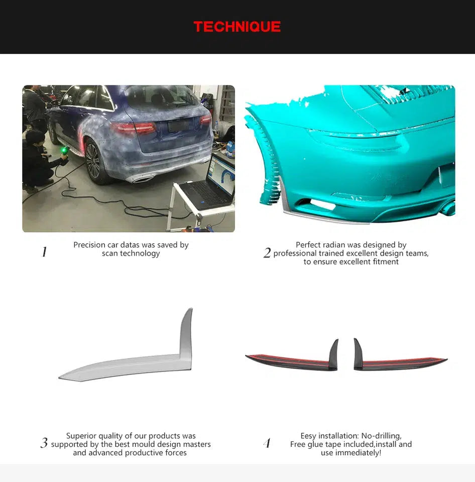 Carbon Fiber 991 Rear Bumper Canard for Porsche 911 991 Carrera 4 GTS