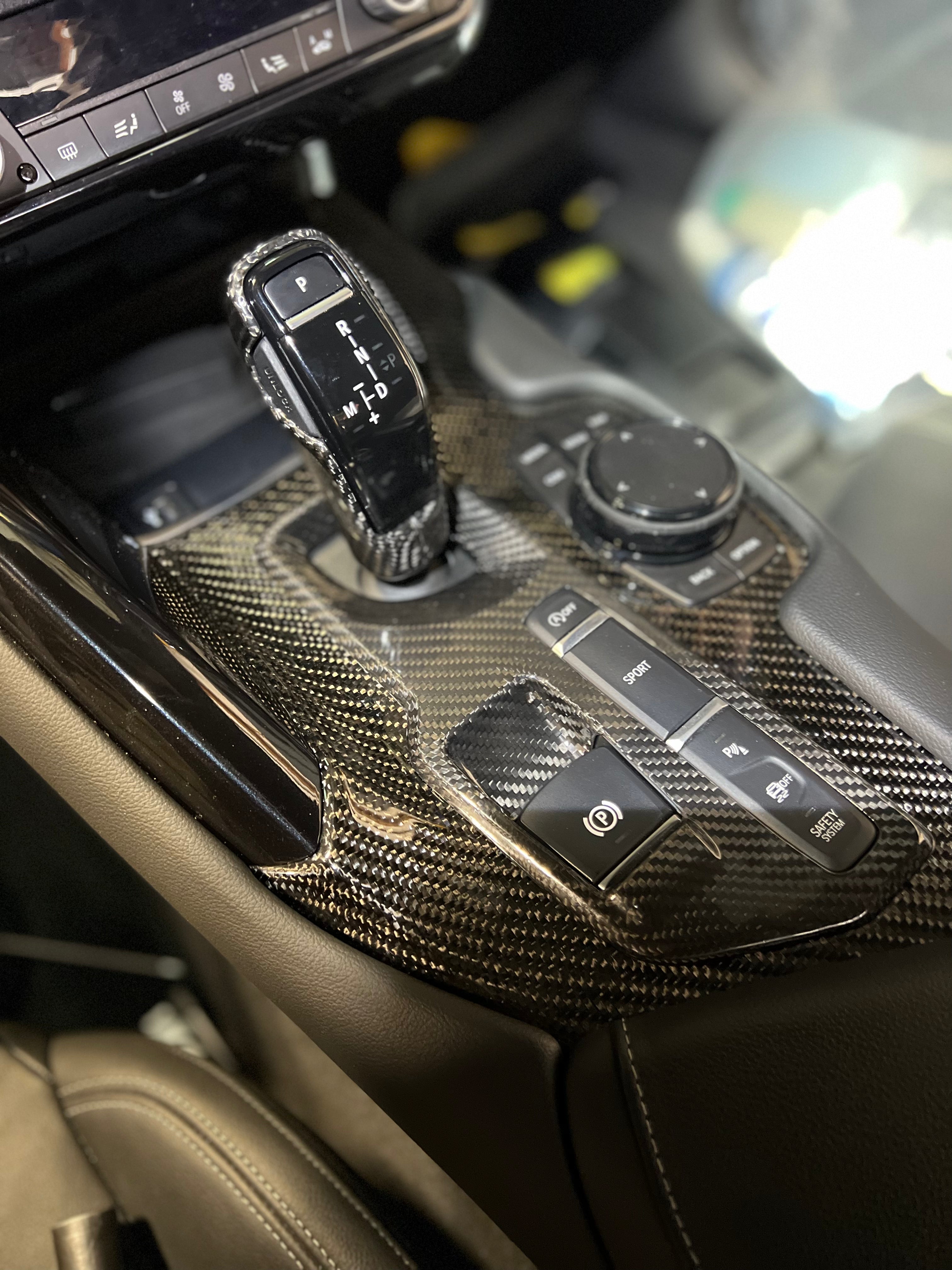 Toyota Supra MK5 Carbon Fiber Center Console Trim - eurobahndynamics