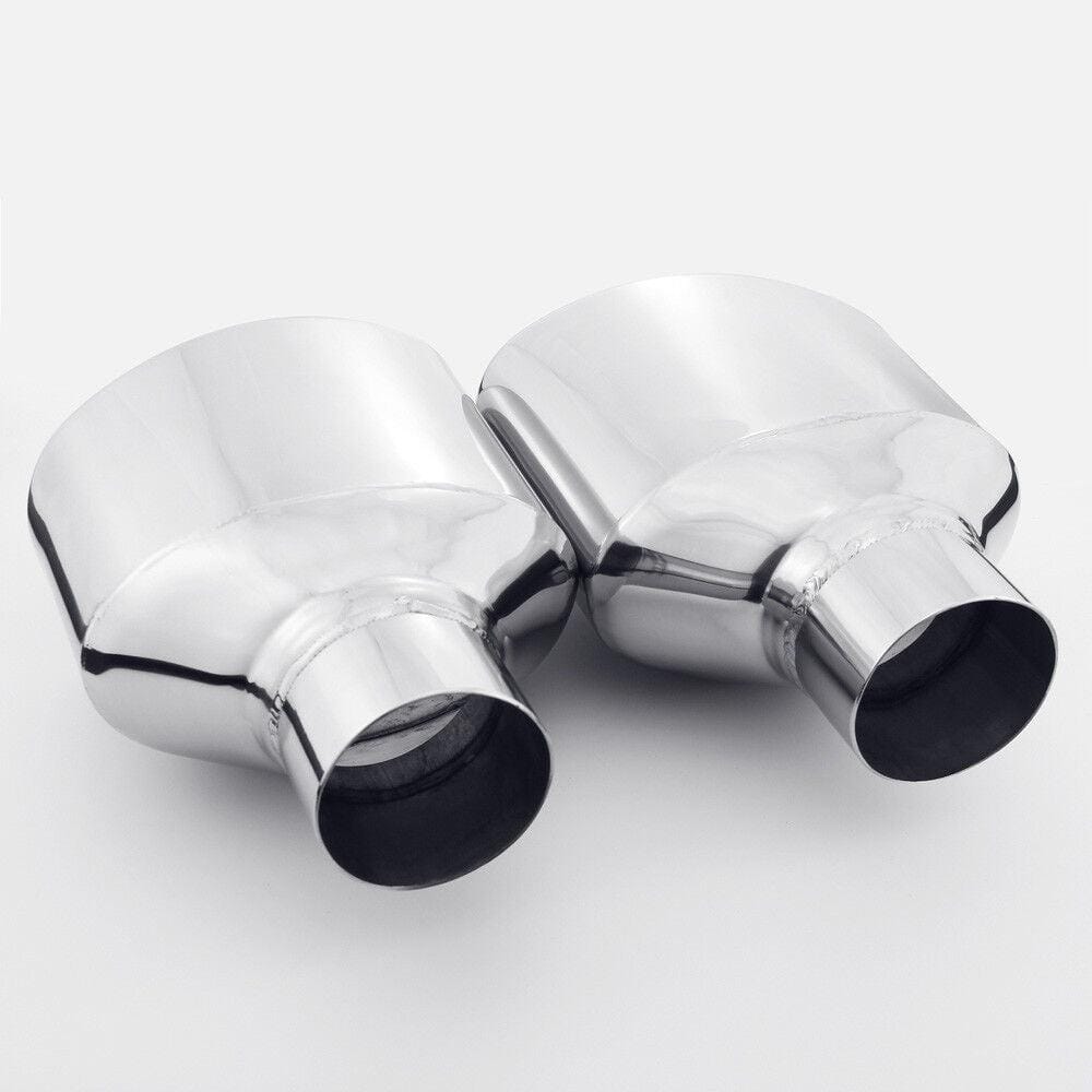 2.5" INLET Silver EXHAUST TIPS STAINLESS STEEL SLANT 6" OVAL