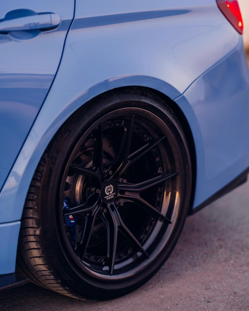 Forge Blue Rims Velocity Forge 2Pc FV-20 Carbon Fiber Forged Wheels Set Of 4