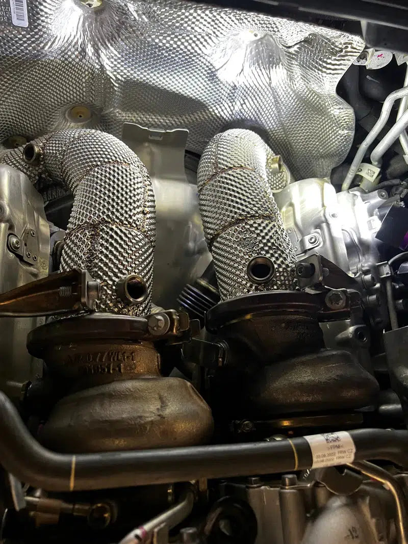 2019-2025 BMW X5m/X6m Full Cat Less Downpipes With Head Shield