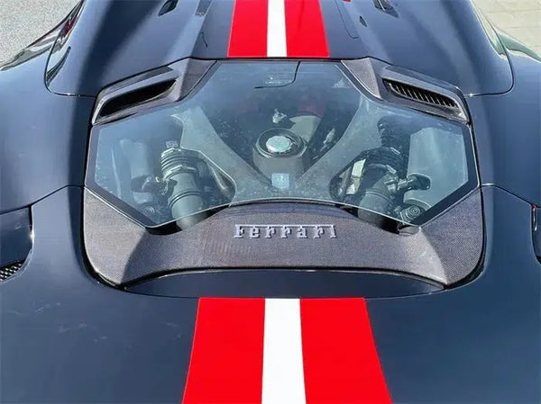 Ferrari 488 Transparent Carbon Fiber Engine Cover | Eurobahndynamics