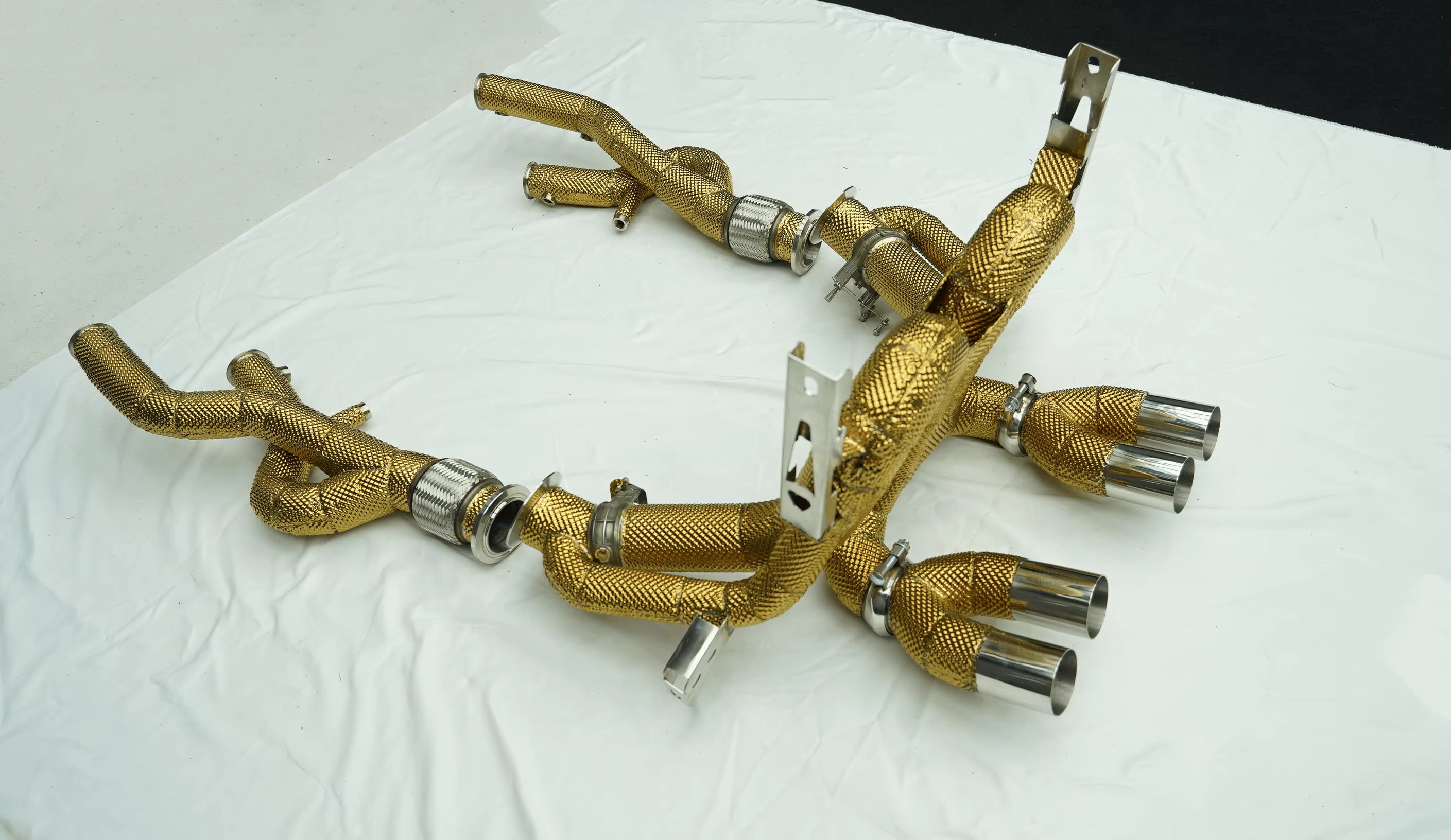 Lamborghini Revulto Stain Less Steel Gold Heat Shielded F1 Exhaust & Test Pipe Package
