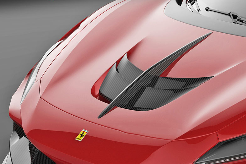 Ferrari F8 Tributo motorhaube aero abdeckung carbon