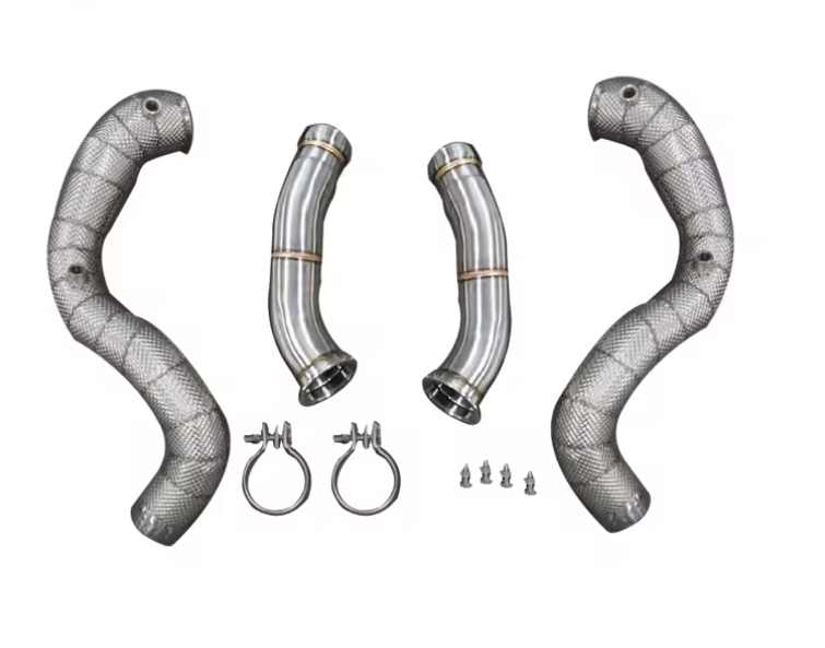 Mercedes Benz C63 AMG W205 2015+ Cat Less Downpipes With Heat Shield