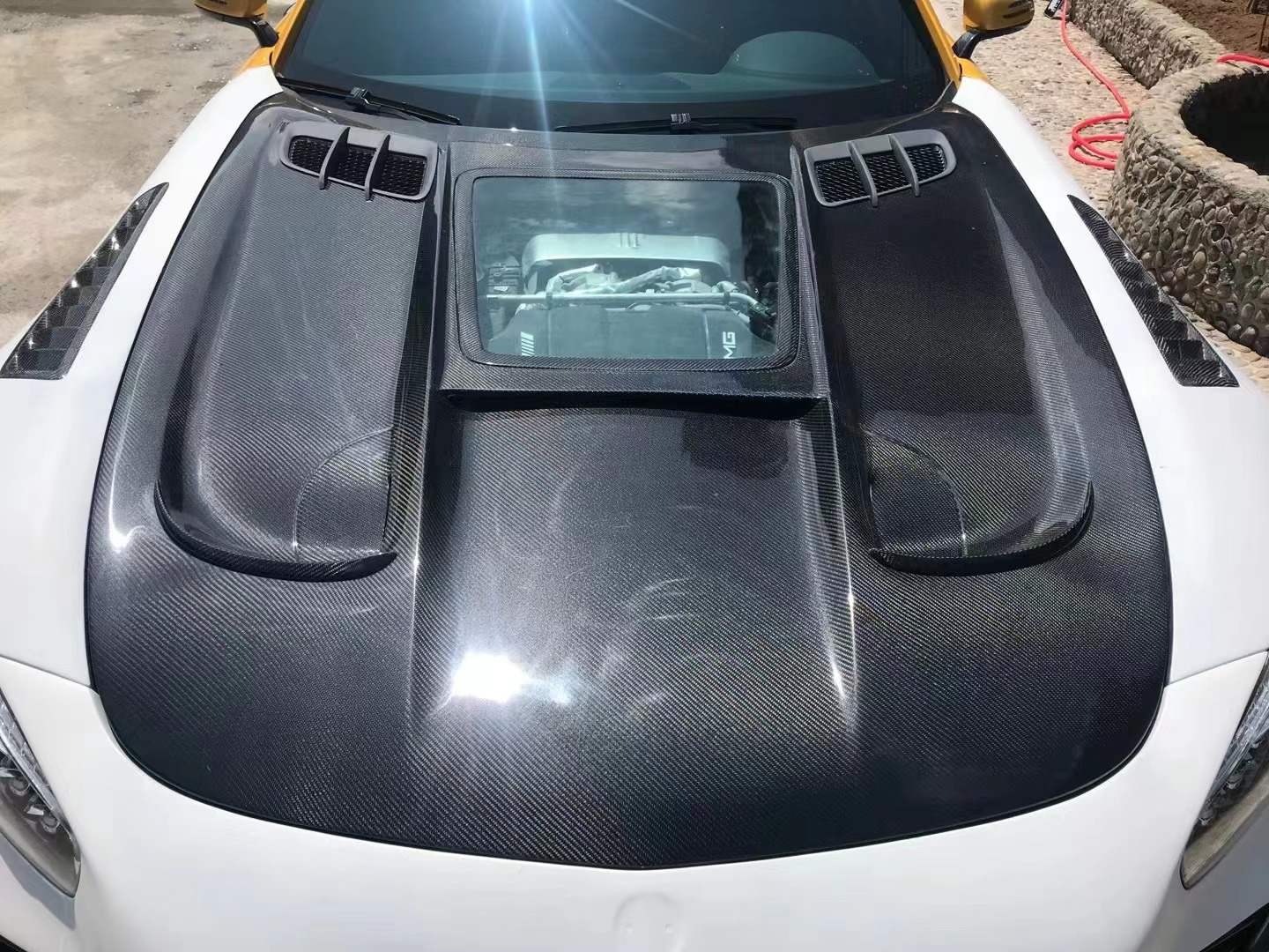 Mercedes AMG GT/GTS/GTC/GTR Black Series Style Carbon Fiber Hood Transparent