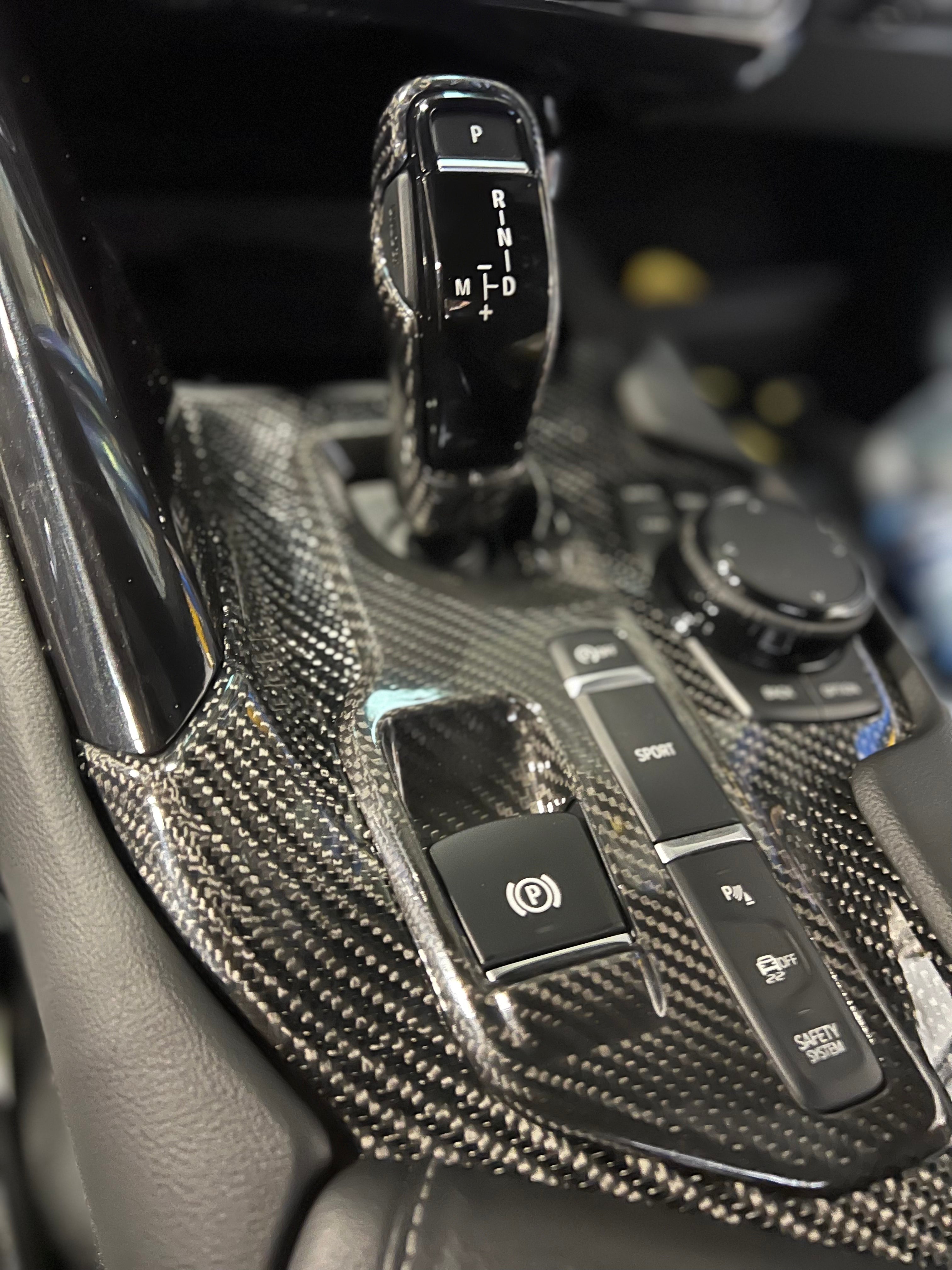 Toyota Supra MK5 Carbon Fiber Center Console Trim - eurobahndynamics