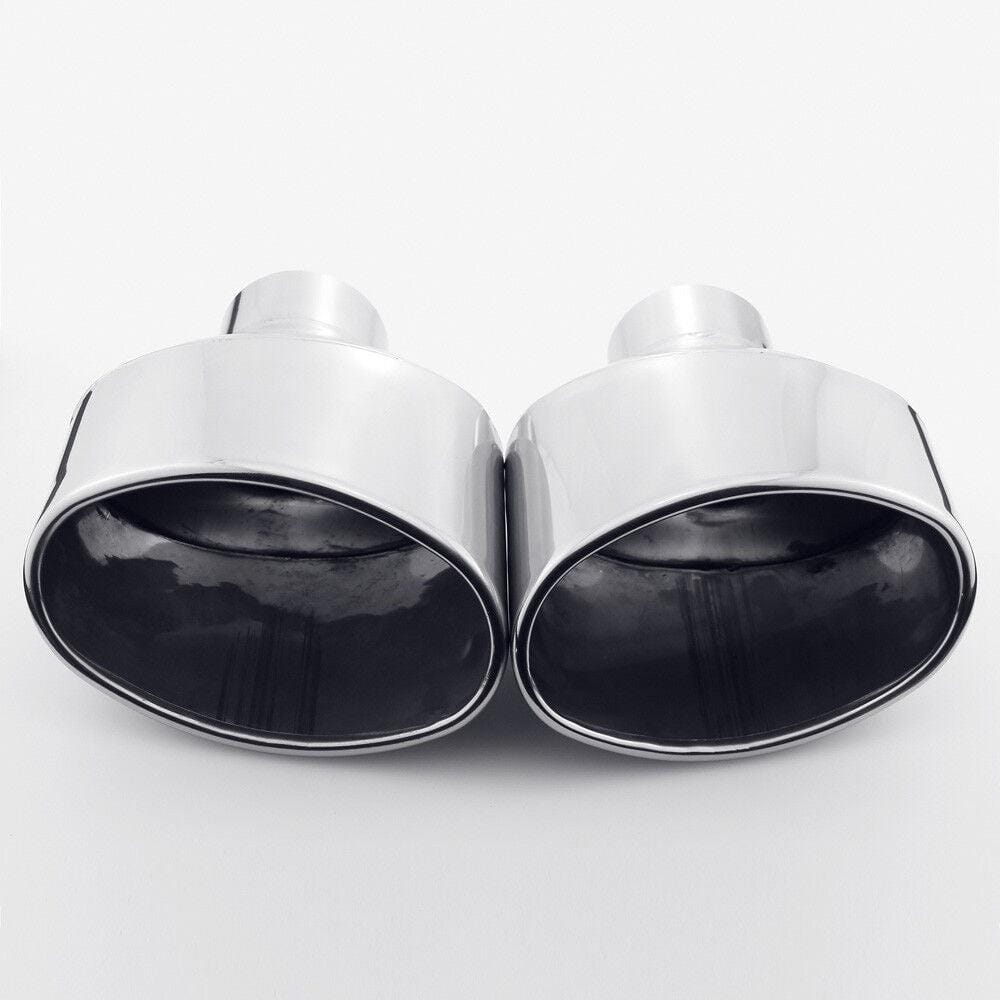 2.5" INLET Silver EXHAUST TIPS STAINLESS STEEL SLANT 6" OVAL