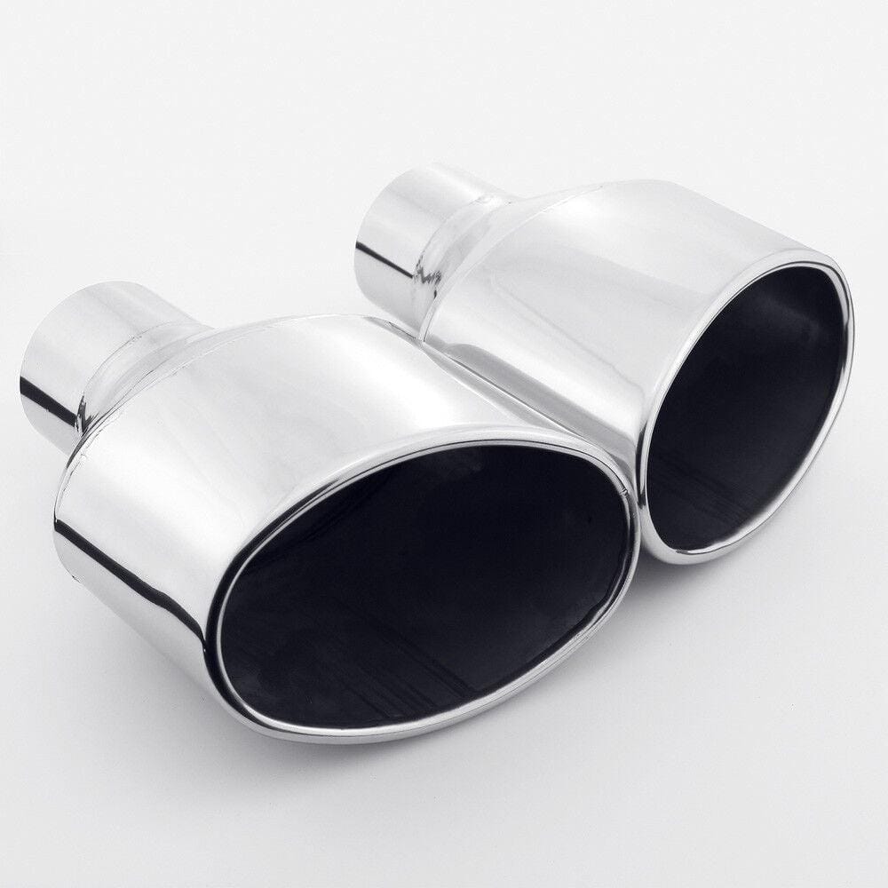 2.5" INLET Silver EXHAUST TIPS STAINLESS STEEL SLANT 6" OVAL