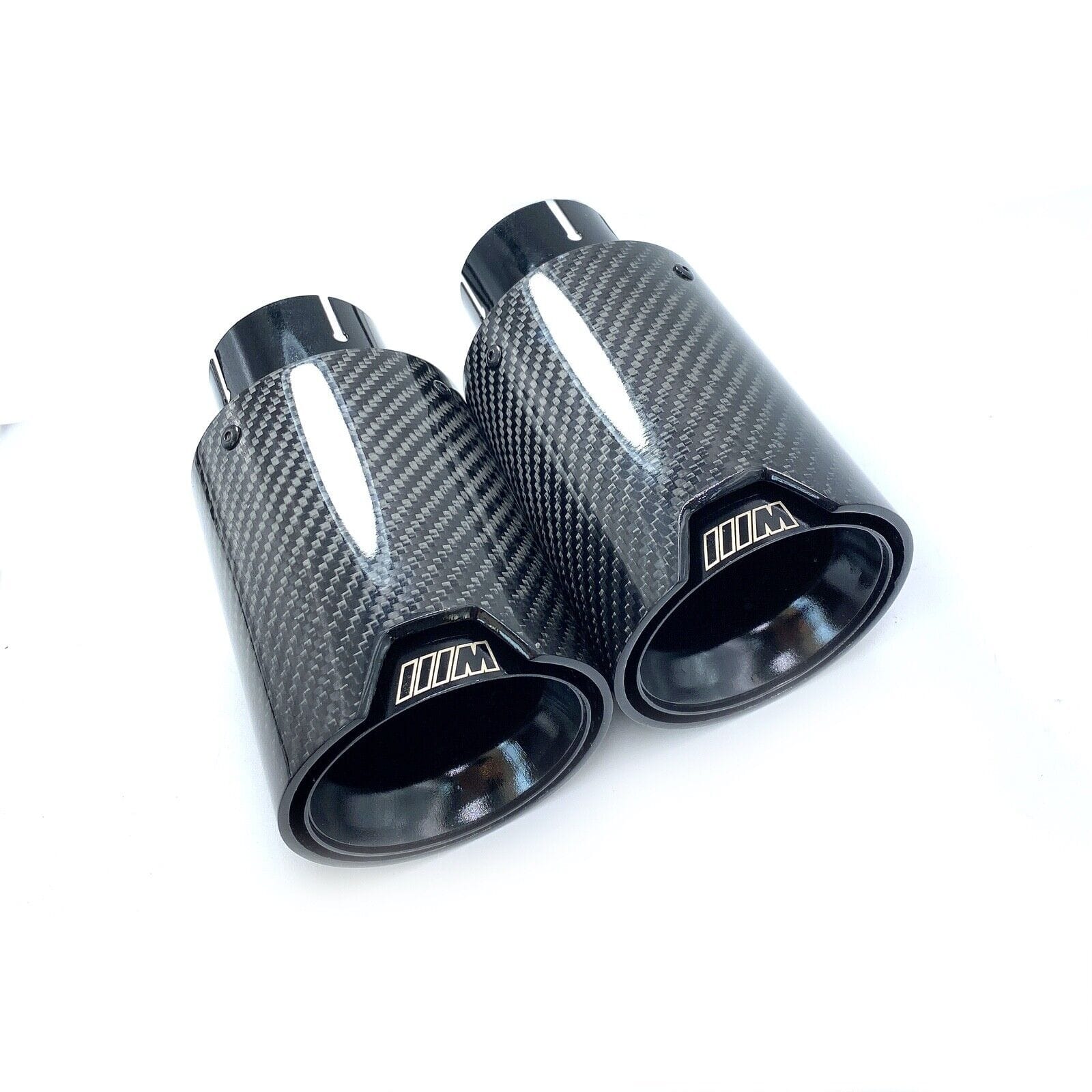 BMW M Performance 2.5in Inlet to 3.5in Outlet Carbon Fiber Dual Exhaust tips