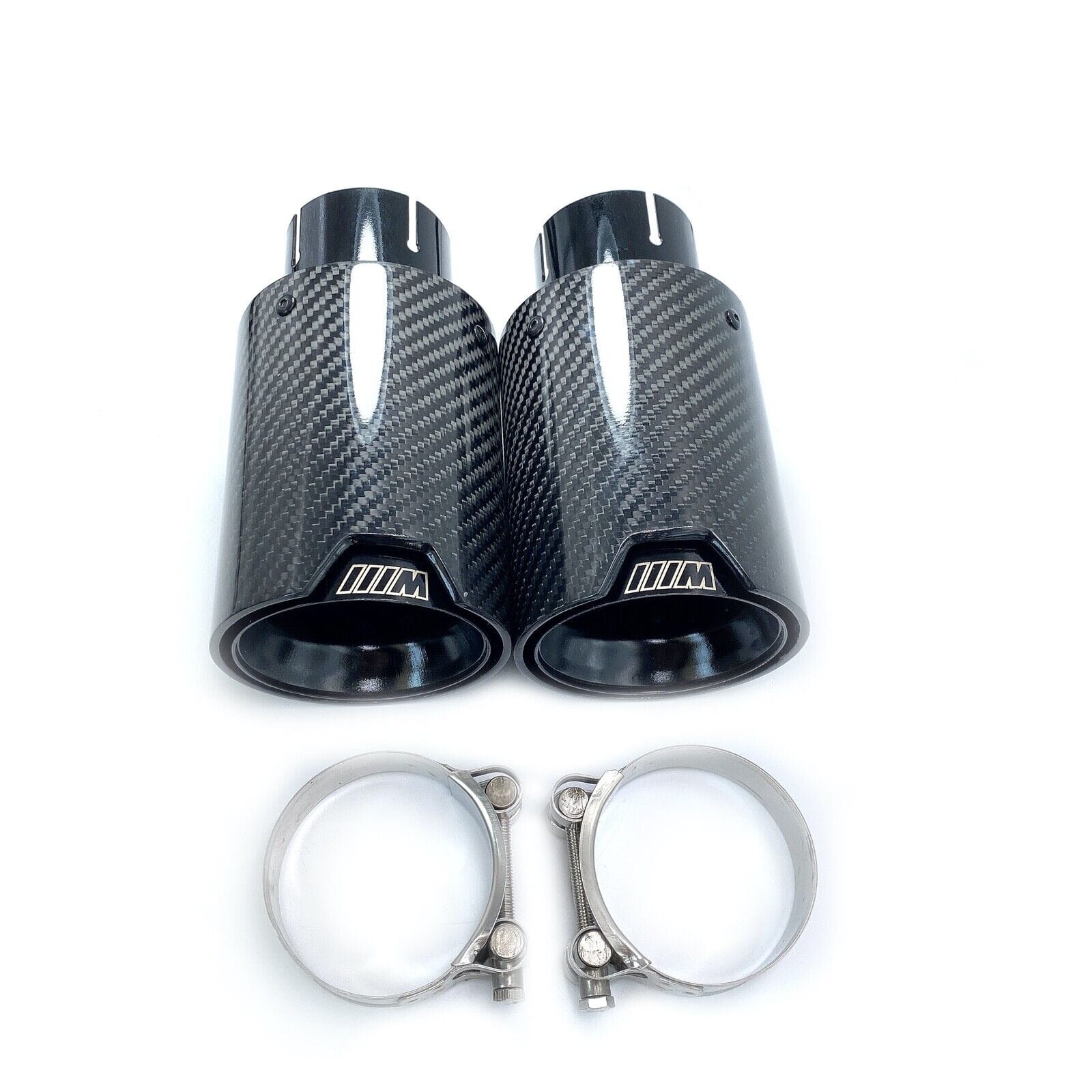 BMW M Performance 2.5in Inlet to 3.5in Outlet Carbon Fiber Dual Exhaust tips