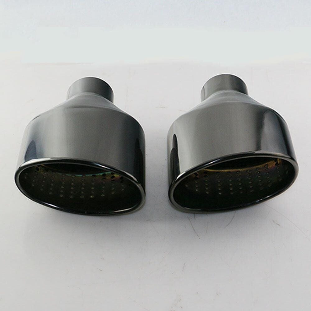 2.5" inlet Black Exhaust Tips Stainless Steel Slant 6" Oval