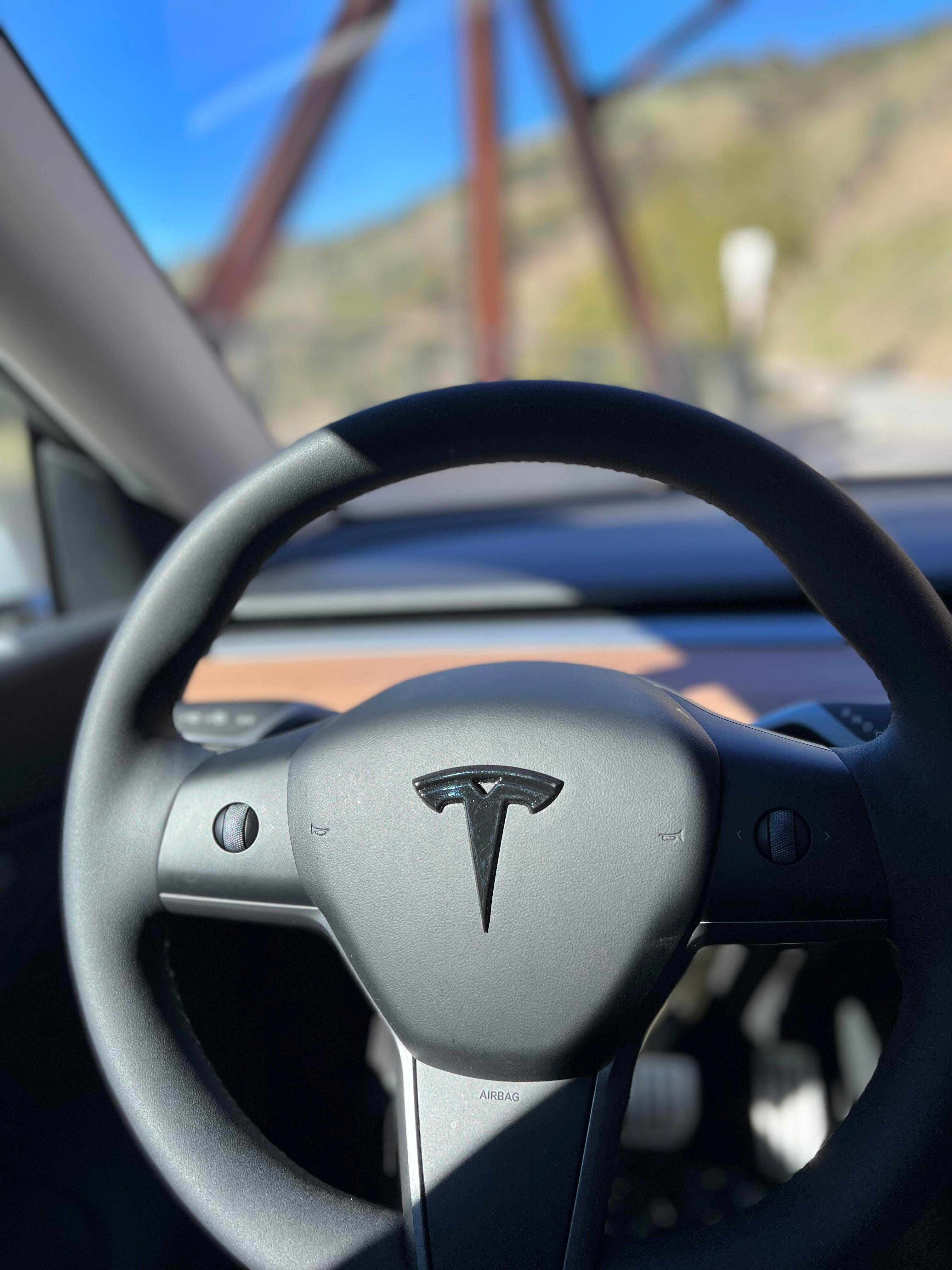 3x For Tesla Model 3 Y Carbon Fiber Car Steering Wheel Cover Trim  Accessories